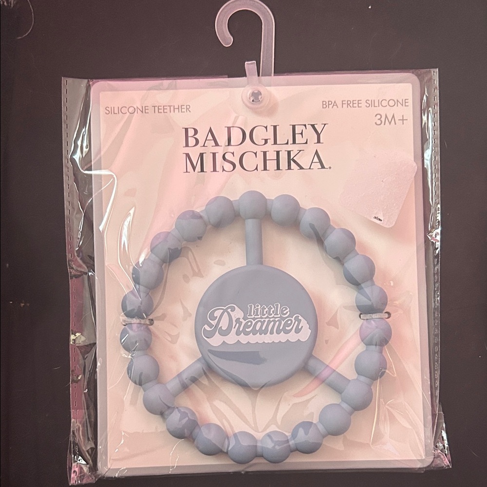BADGLEY MISCHKA BLUE “LITTLE DREAMERS” BPA FREE SILICONE BABY TEETHER. NWT